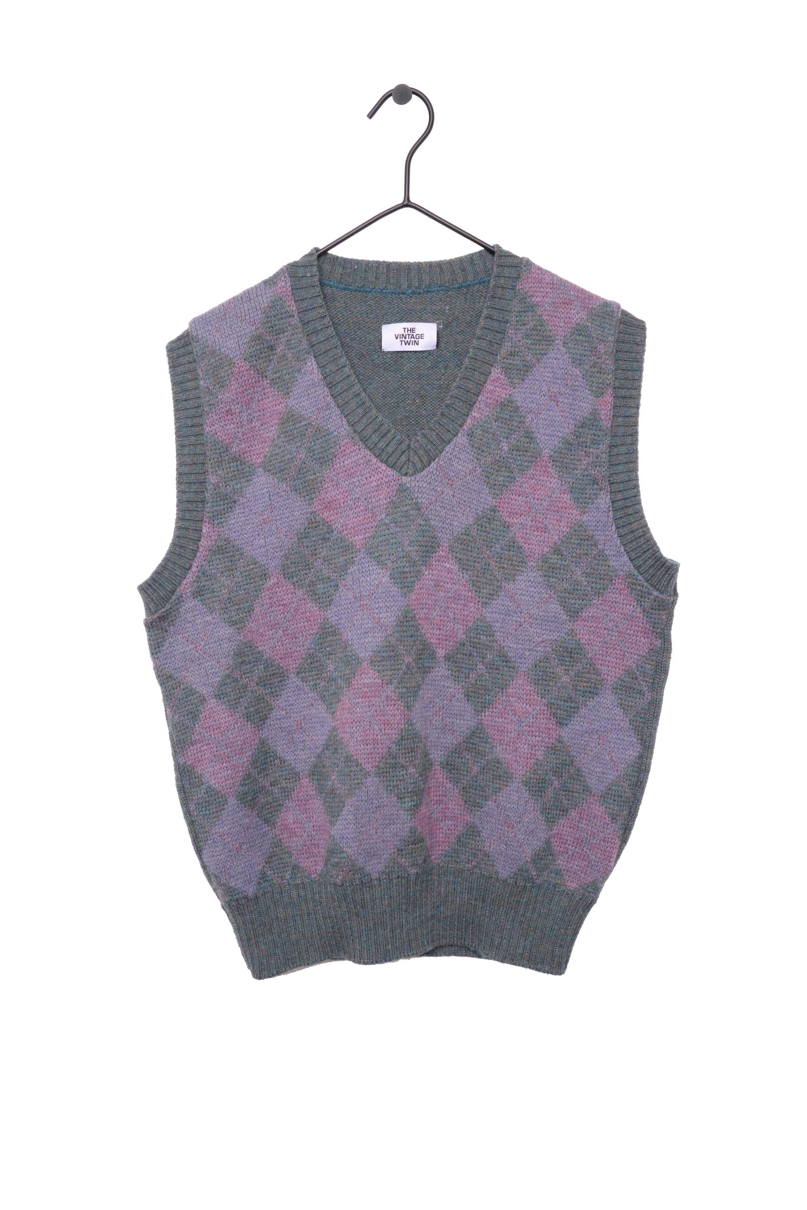 Wool Argyle Sweater Vest Free Shipping - The Vintage Twin