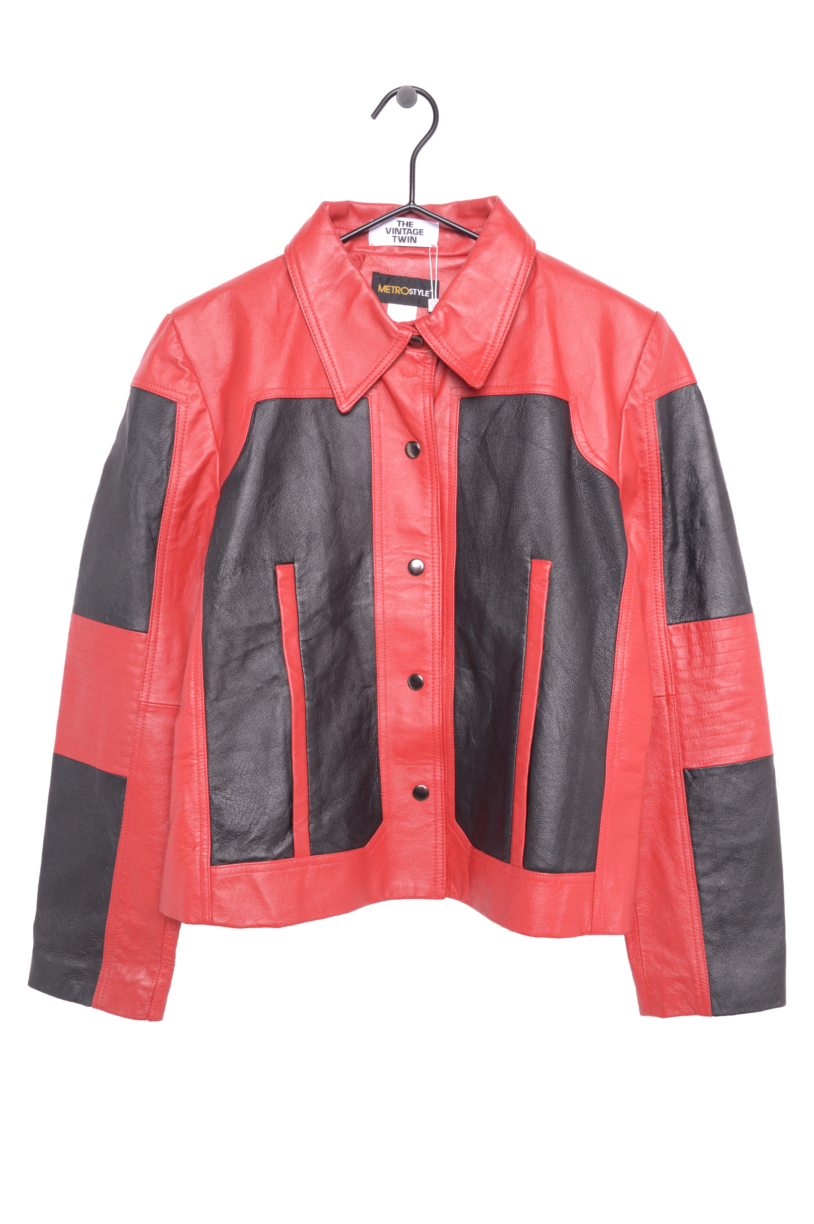 Y2K Colorblock Leather Jacket – The Vintage Twin