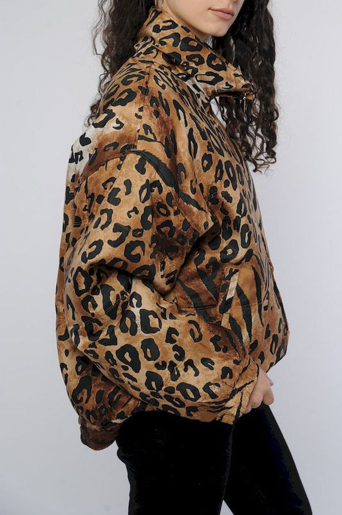 Silk Animal Print Windbreaker Free Shipping - The Vintage Twin