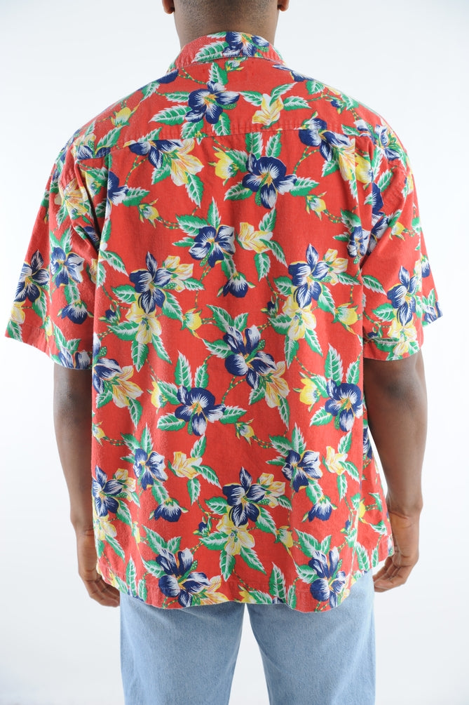 Red Floral Hawaiian Shirt