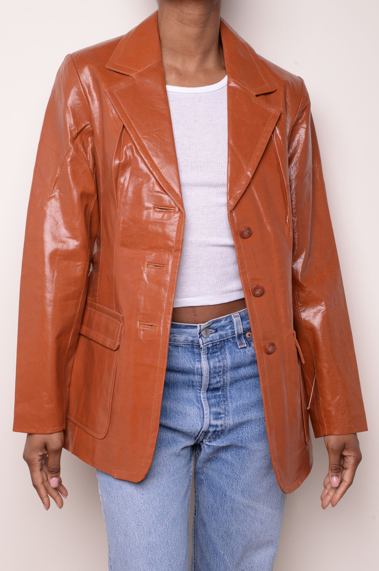 Caramel Leather Blazer