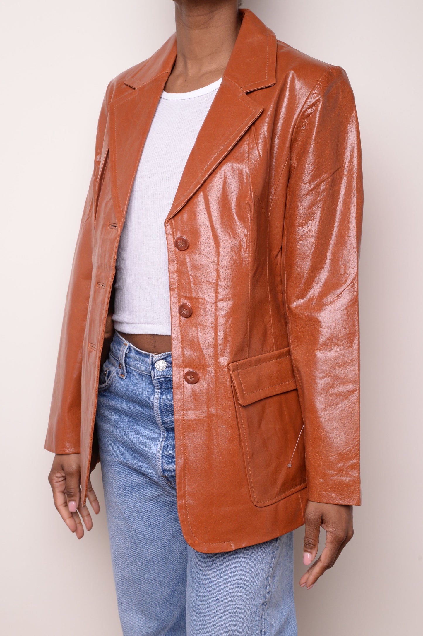 Caramel Leather Blazer