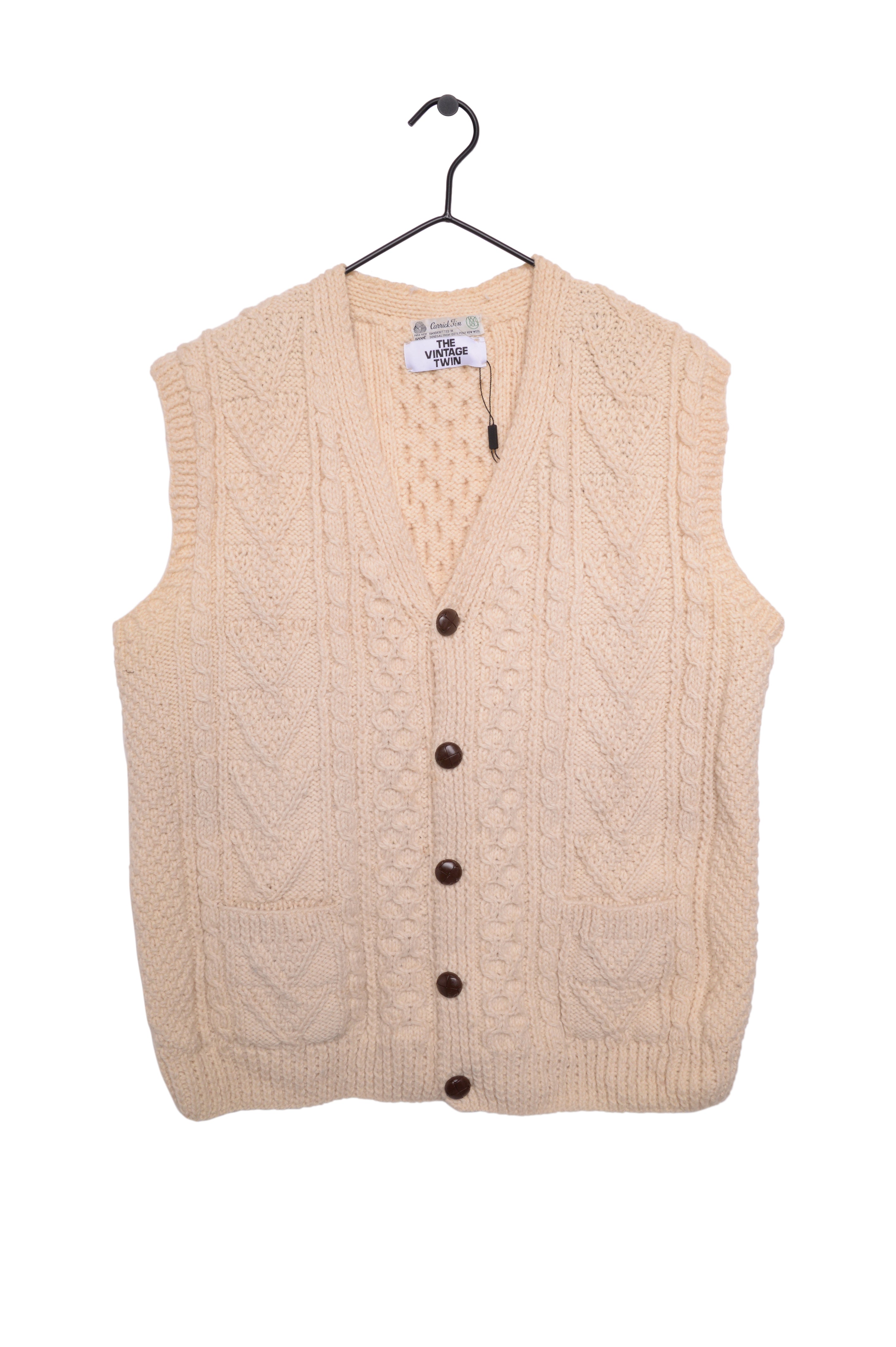 Irish Cable Knit Sweater Vest Free Shipping - The Vintage Twin
