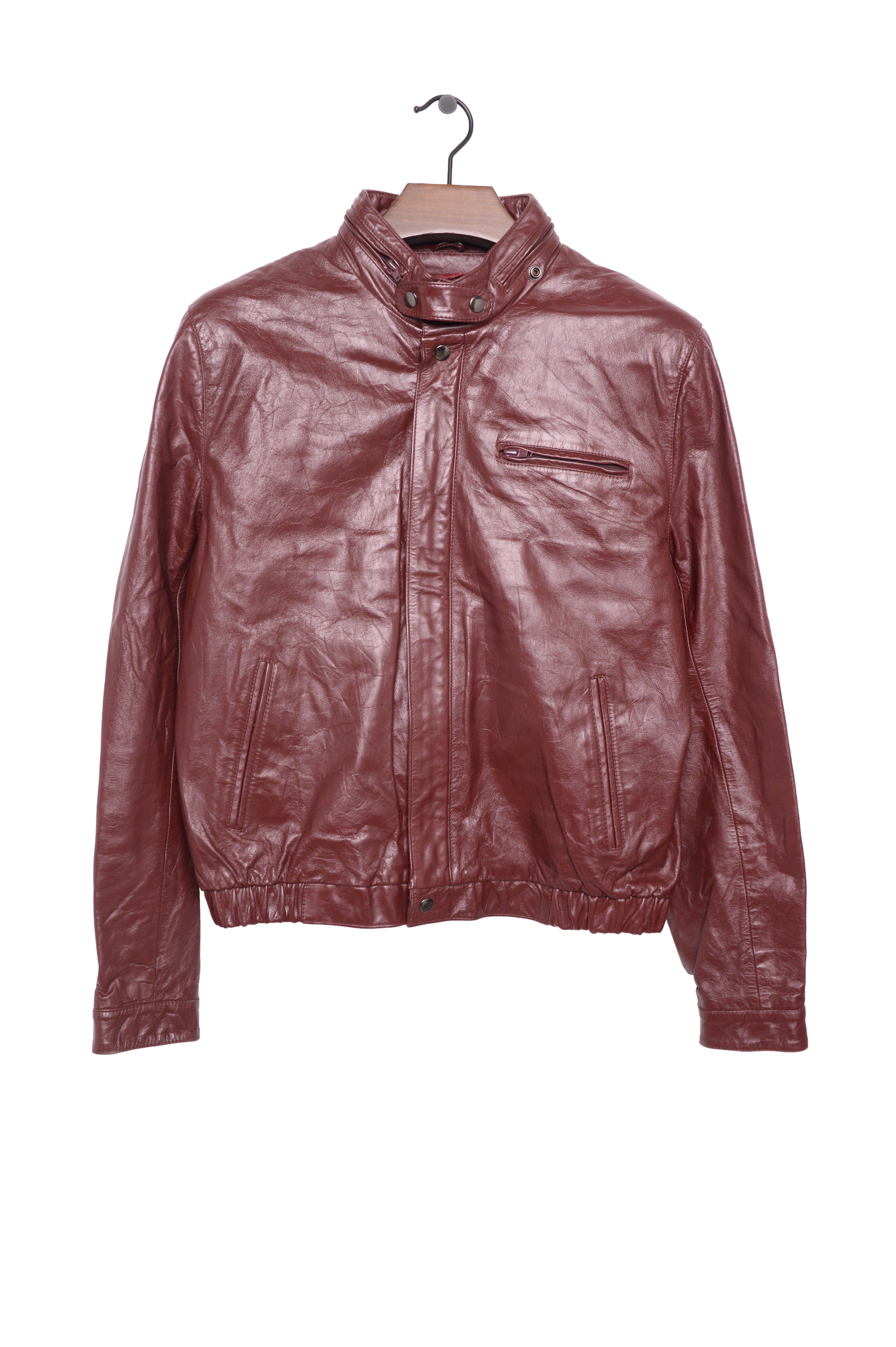 1980s Burgundy Leather Jacket Free Shipping - The Vintage Twin