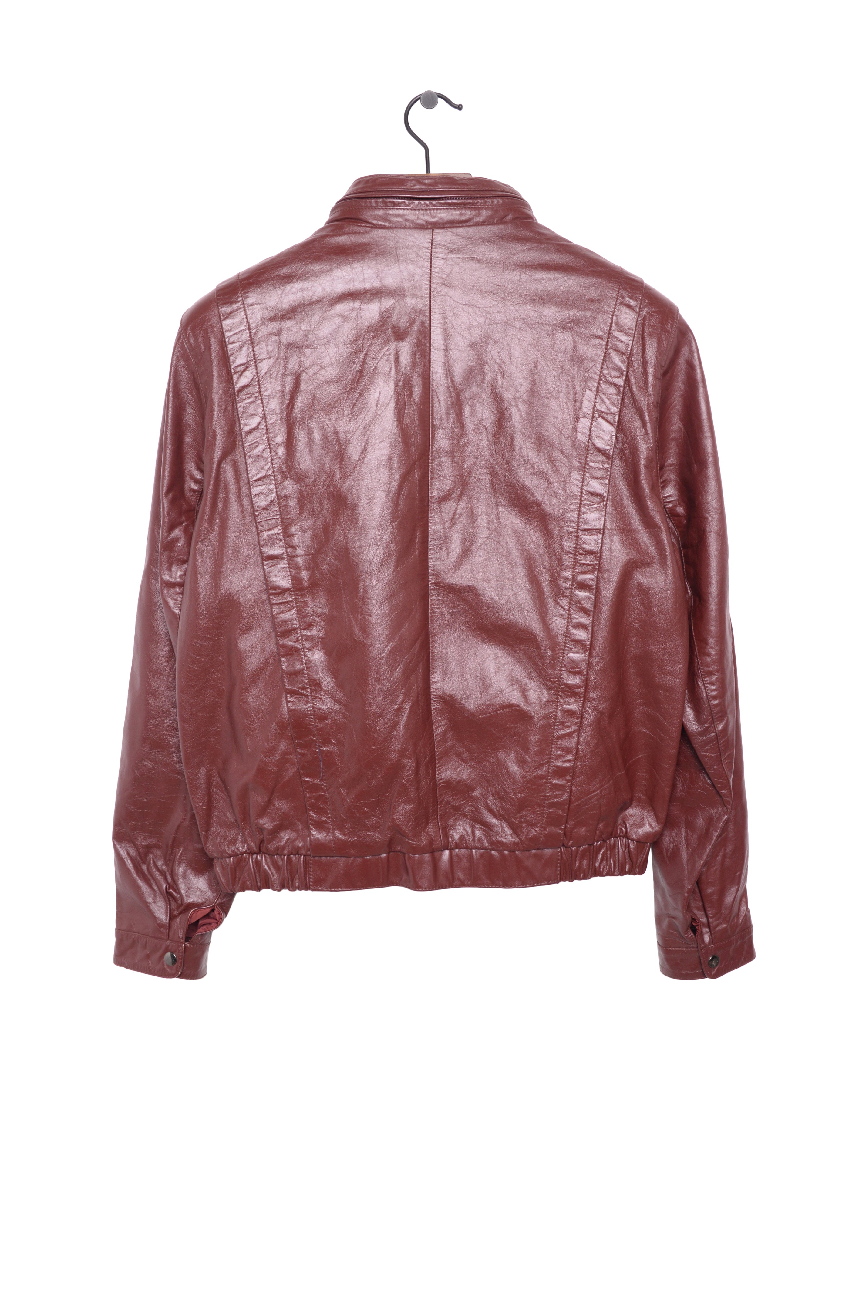 1980s Burgundy Leather Jacket Free Shipping - The Vintage Twin