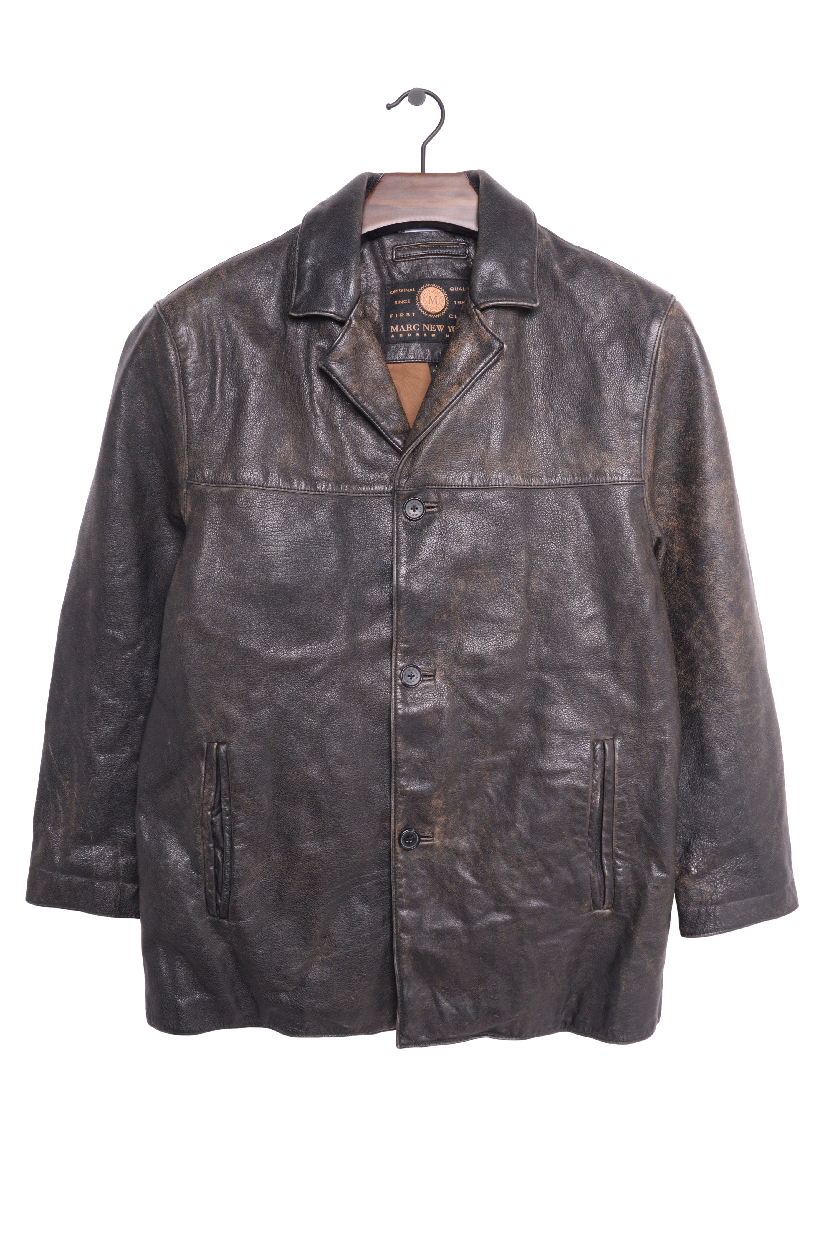 1990s Faded Leather Jacket Free Shipping - The Vintage Twin