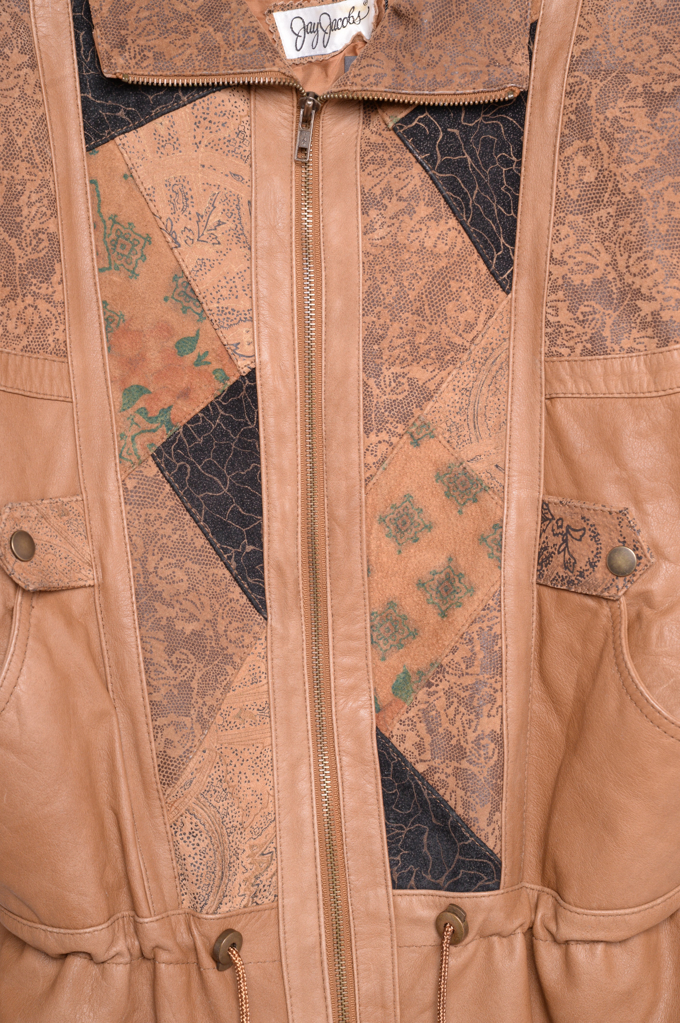 Leather patchwork outlet jacket