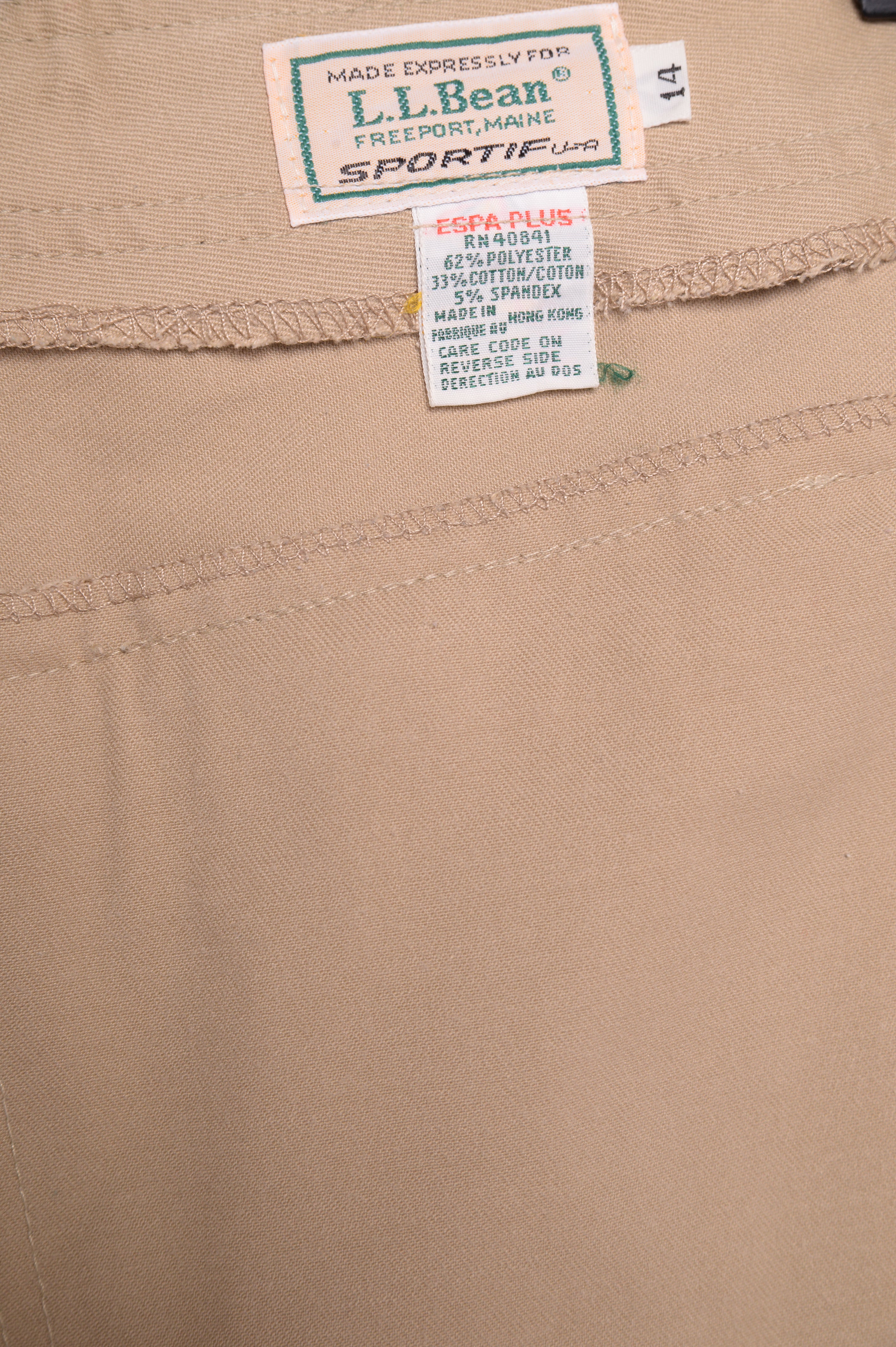 Vintage 1980's L.L Bean Fleece Lined Workwear Chino Khaki Pants