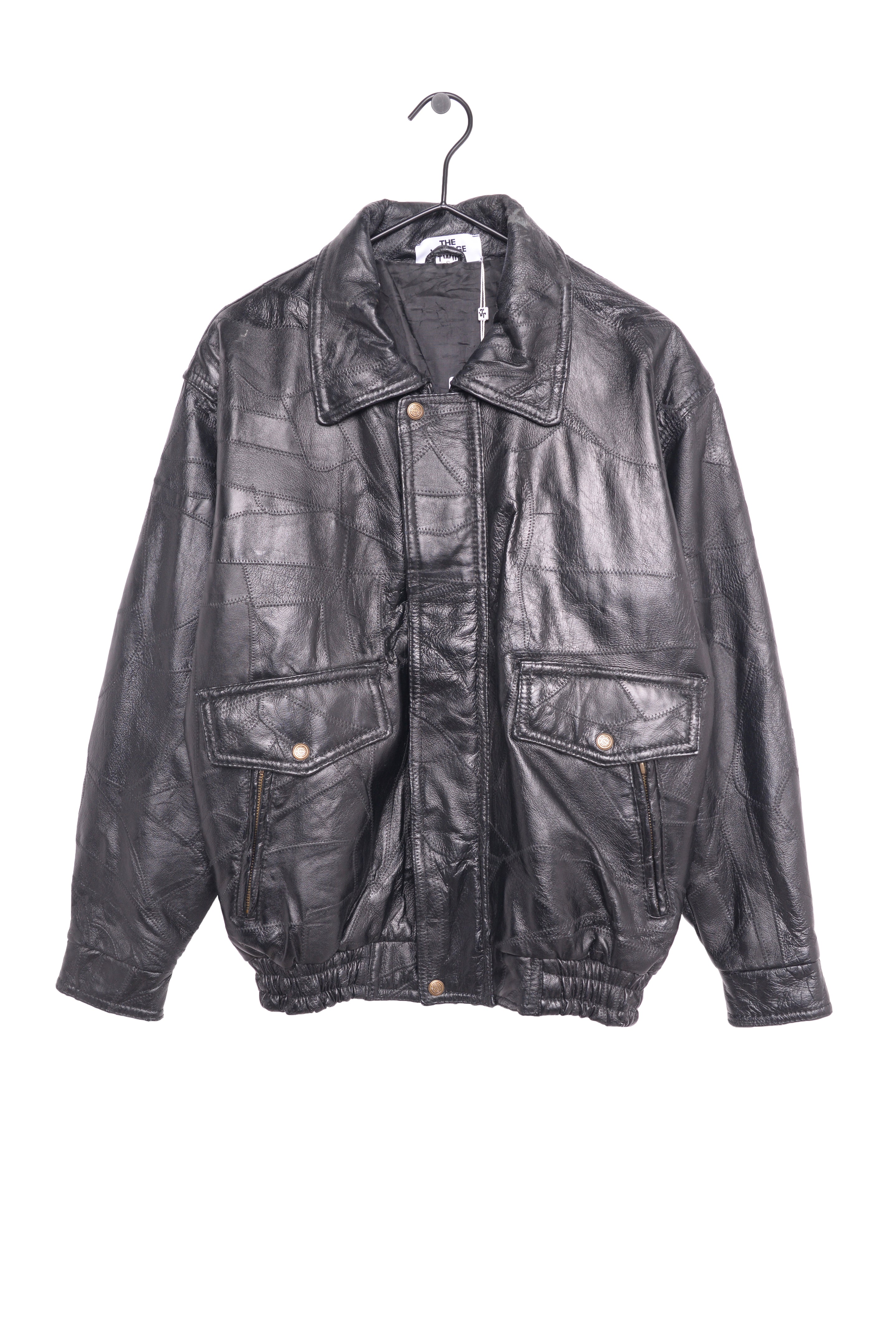 低価2024patchwork leather bomber jacket black ジャケット・アウター