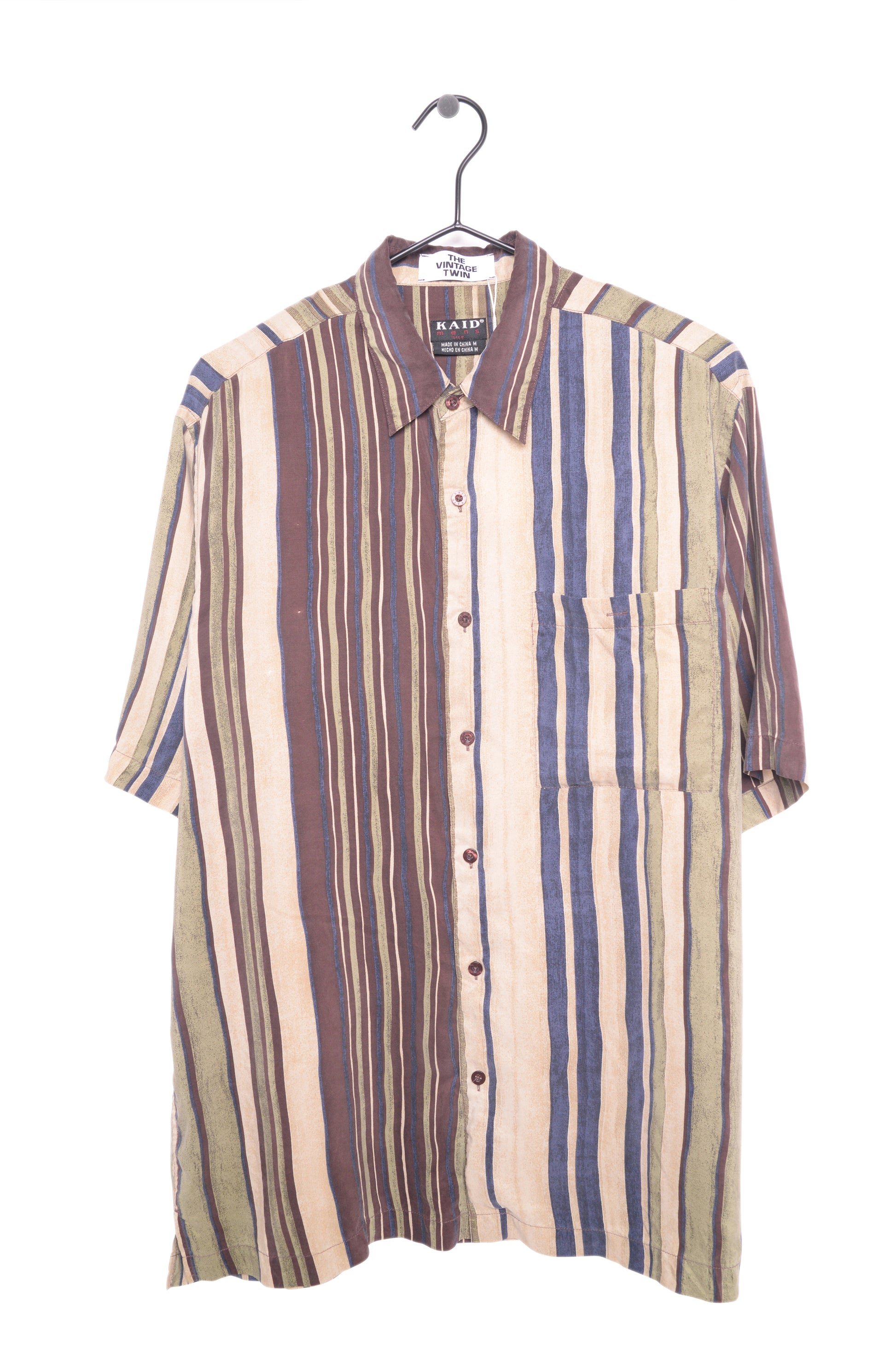 1990s Silk Striped Button Down Free Shipping - The Vintage Twin