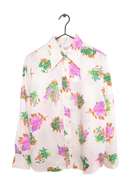 1970s Floral Button Top